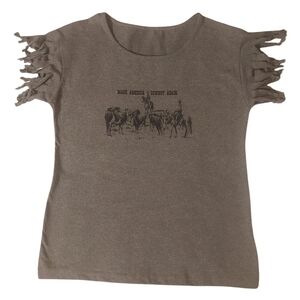 Cowboy Graphic T-Shirt - Brown Make America Cowboy Again Large